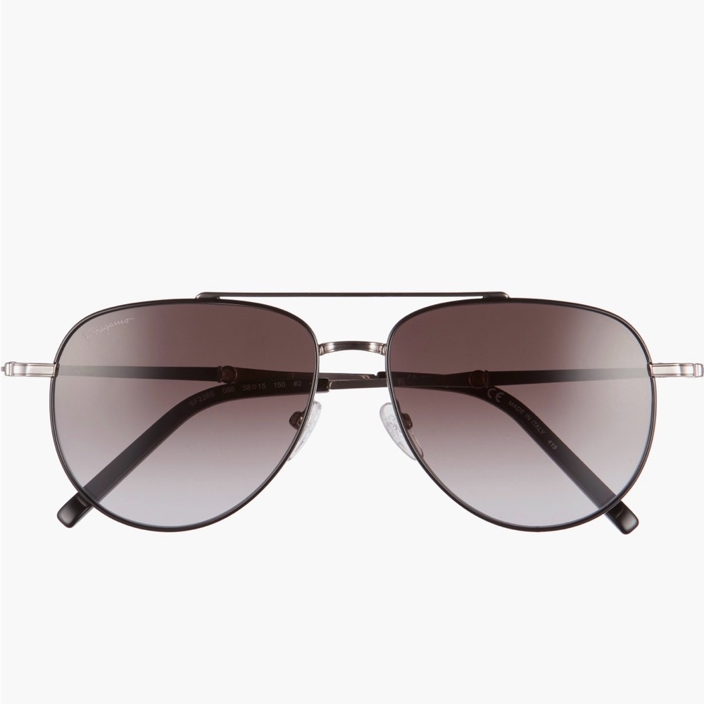 Salvatore Ferragamo Black Aviator Sunglasses